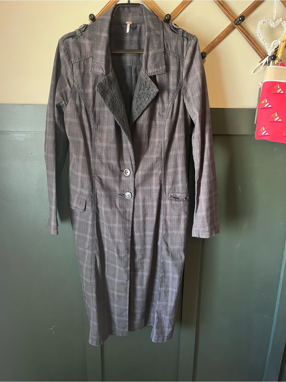 Free People Charcoal Plaid jacket